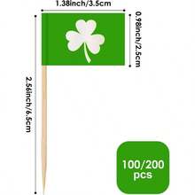 Shamrock Toothpick St Patrick's Day Decorations, Pcs Irish Toothpick Flags Cocktail Picks, Clover Irish Cocktail Irish Theme Party Decorations - Shamrock Toothpick Flags + 100 - View 2