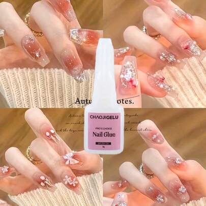 2pcs Quick Dry Glue - Instant Bonding & Long-Lasting Strong Gel Polish, No Need To Remove, Elegant White And Pink Gel Polish Formula