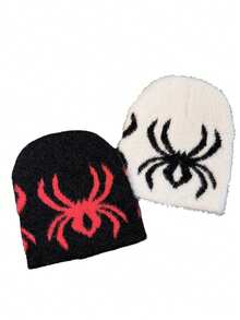 Y2K 返校针织独特街头风格无檐便帽，男女通用，手绘针织帽，适合日常休闲装、户外运动和节日礼物秋季装 - A - 查看 10