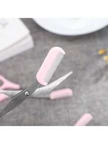 1 件不锈钢精密眉剪带梳子 - 迷你修饰工具，打造完美眉毛，无需电源 - 粉色 - 查看 5