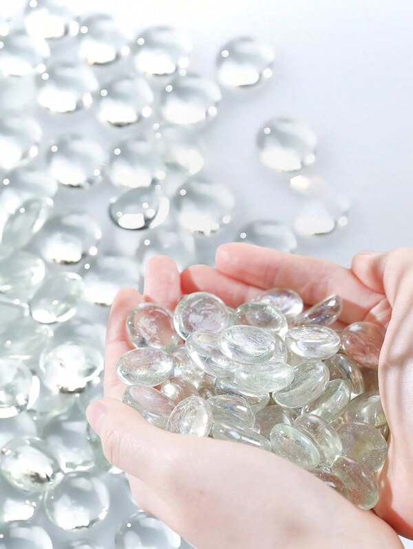10/20/50/100 piezas Piedras de vidrio transparentes, Bolas de vidrio planas, Piedras decorativas de vidrio transparente para manualidades DIY, decoración de mesa, acuarios, decoración floral, portavelas decorativos, decoración de chimeneas y hogar