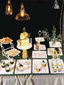 10pcs European Style 3-Tier Cake Stand, Plastic White Dessert Display Set For Afternoon Tea, Wedding, Baby Shower, Party, Includes 4pcs Cake Plate, 3pcs Cupcake Stand, 6pcs Dessert Tray