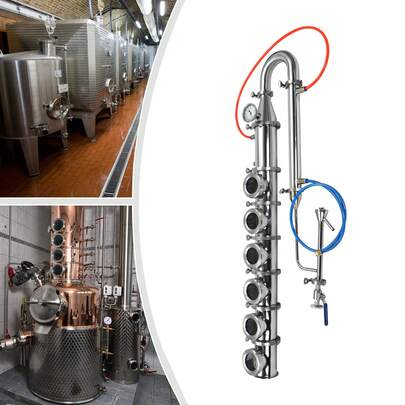 4-Inch Reflux Column Moonlight Distiller, Baijiu Distillation Kit, Can Be Heated By Gas Stove, Induction Cooker, Household Distillation Equipment