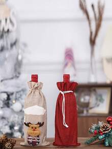 4pcs Elegant Christmas Wine Bottle Bags - With Santa, Plaid, Floral, - For Holiday Party Decorations, Table Centerpieces, Champagne Bottles - Compatible With Christmas, New Year, Halloween, Thanksgiving - No Electricity Needed - Perfect Gift Wrapping For Bottles, Christmas Party Supplies, Seasonal Home Decor, Festive Designs, Durable Fabric, Decorative Covers, Home Entertainers