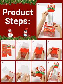 1 set Boîte-cadeau de Noël pour argent, Boîte-cadeau surprise du Père Noël, Décoration de Noël, Ornements de Noël, Support à surprise en espèces amusant pour amis, petites amies, épouses, sœurs, accessoire parfait pour fête de vacances, cadeau de fête de Noël, faveur de fête de vacances, décoration de Noël