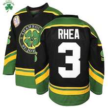 Kekambas 3 Ross The BOSS Rhea Shamrocks 缝制曲棍球球衣，带 EMHL 补丁，黑色刺绣缝制运动服休闲训练长袖套头衫