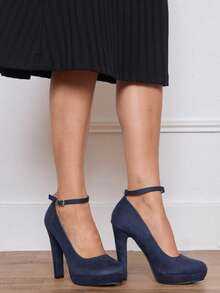 Women Pump Simple Fashionable Daily Casual Practical Stylish High Heels - Blue - View 4