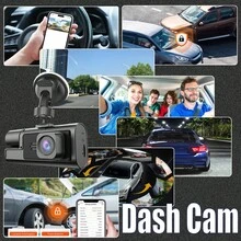 1 pieza, Cámara de salpicadero frontal, trasera y interior, Cámara de salpicadero de 3 lentes, Cámara DVR de 1080P FHD para automóviles con grabación en bucle, caja negra, cámara para automóvil, grabación de conducción de automóviles, pantalla de 2 pulgadas, tarjeta SD no incluida - Multicolor - Ver 4