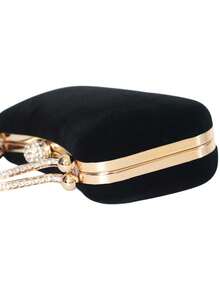 Geantă de seară din catifea lucrată manual, cu decor cu strasuri, poșetă tip clutch pentru femei