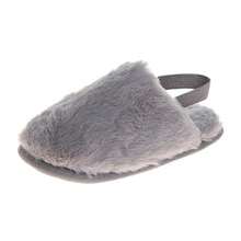 Fuzzy Slippers For Girls Or Boys Plush SlipOn House Shoes  Face Strap Back Cozy Indoor Slides Size 1113 Little 14 Big