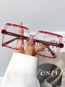 Nouvelles lunettes de mode unisexes à grand cadre vintage rayé carré, lunettes artistiques minimalistes de haute qualité pour un usage quotidien et polyvalent - Multicolore - Voir 6
