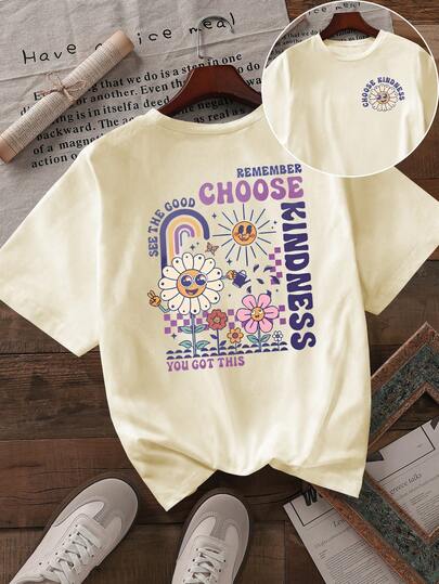 女士休闲短袖圆领大码 T 恤