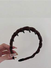 1 pieza Diadema ancha con estampado de leopardo, diadema tejida de unicolor, accesorio de moda para el cabello adecuado para el uso diario de las mujeres, aro para el cabello