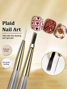 5/3/2 件套美甲刷检查器、指甲线刷、三角形美甲刷（适用于法式线条、网状、花朵、蝴蝶、三角形绘画）、18 毫米细线绘画刷、UV 凝胶 DIY 美甲工具 - 彩色 - 查看 3