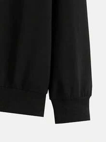 Men's Tuscan Style Italian Country Print Fashion  Round Neck Long Sleeve Sweatshirt, Comfortable Slim Fit Pullover, Essential Autumn Winter Men's Top - 黑色 - 查看 6