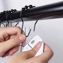 6/12/24-Piece Rust-Proof Stainless Steel Shower Curtain Roller Ball Hooks – Decorative Polished Nickel Bathroom Curtain Hooks For Shower Rods | Bathroom Upgrade Accessories, Fall Decor Renovation Essential Home Bathroom Decor Bathroom Accessories Back To School