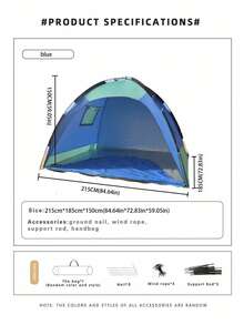 خيمة شاطئية مقاومة للماء وحماية من الأشعة فوق البنفسجية، مظلة للتخييم في الهواء الطلق، ظل للصيد، محمولة وسهلة التركيب، مناسبة للشاطئ والتخييم والأماكن الخارجية والساحل