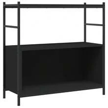 Libreria Larryhot nera 80x30x78,5 cm in legno ingegnerizzato e ferro, robusta e durevole, facile da montare, stile decorativo, adattA, Per riporre soprammobili, statuette, libri, piccoli oggetti, ecc. - nero - Visualizzare 2