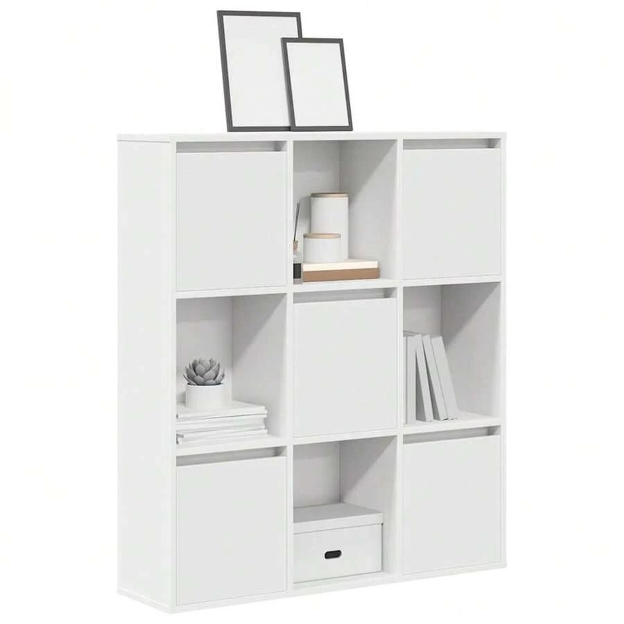 Libreria Larryhot bianca 89x24x101,5 cm in legno ingegnerizzato, resistente e durevole, facile da montare, stile decorativo, adattA, Per riporre soprammobili, statuette, libri, piccoli oggetti, ecc. - Weiss - Übersicht 1