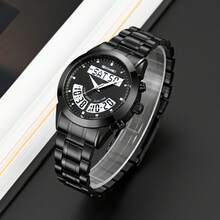 Skmei ساعة رجالية كوارتز من سكماي 2445 بتصميم جديد، سوار من الفولاذ المقاوم للصدأ، مضيئة، عرض الوقت المزدوج والتاريخ، ساعة يد كاجوال