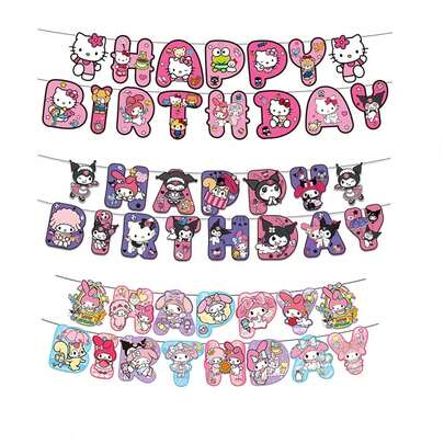 15 قطعة من علامة ميلودي كورومي سانريو وسلسلة قطة KT، مستلزمات تصنيع أعلام لحفلات الجو الاحتفالي