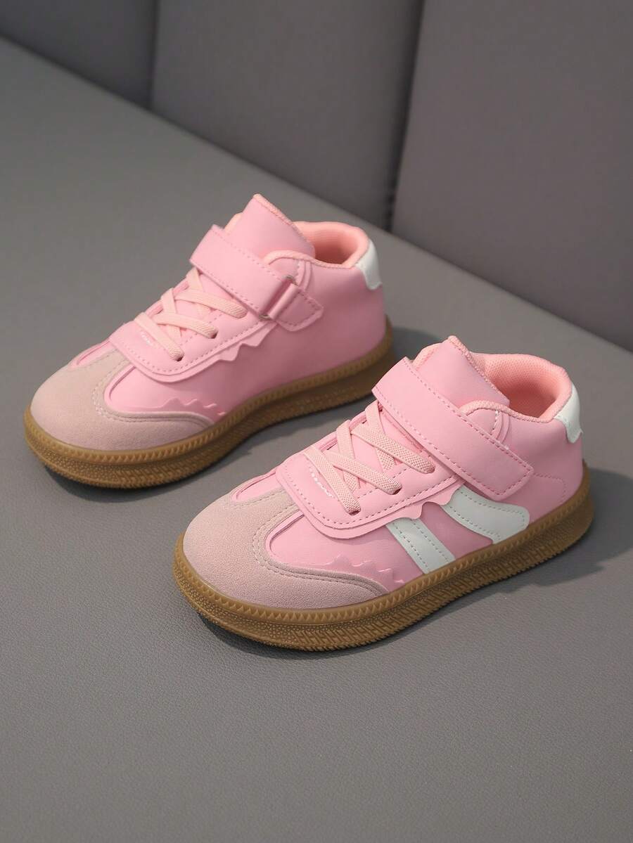 1 par de zapatillas deportivas de moda clásicas para bebé con diseño de gancho y bucle de media caña, adecuadas para todas las estaciones