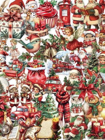 50Pcs Transparent Stickers Cartoon Christmas Stickers Christmas Decorations Christmas Ornaments Christmas Gifts Aesthetic Stickers For Water Bottle, Hydroflask, Guitar, Luggage, Phone, Case, Laptop, Skateboard, Gift