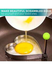 1 modèle de poêle en acier inoxydable, moule à œuf en forme de cœur + étoile/acier inoxydable, poêle, outil de broyage d'œuf frit et d'œuf dur, moule à œuf frit en forme de cœur, anneau de poêle, outil de broyage d'œuf frit et d'œuf dur disponible