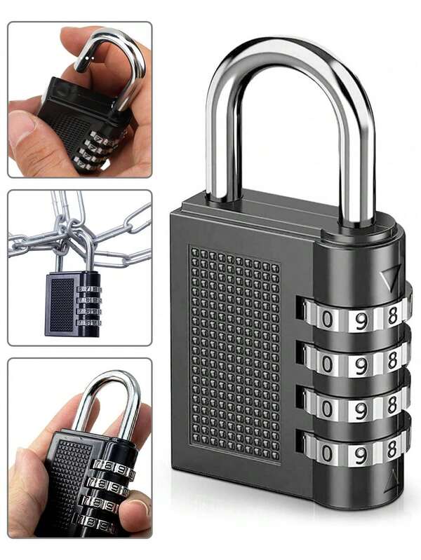 1 Piece Black 3-Digit Combination Lock, Padlock, Anti-Theft Lock, Metal Outdoor Large Padlock, Travel Accessories