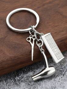 1 件合金钥匙扣，带剪发器、吹风机、梳子、吊坠装饰，送给朋友的礼物，批发汽车配件包饰背包，适合学校，可爱哥特 Y2k