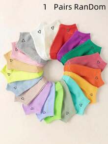 1/10 Pairs Women's Colorful Heart Patterned Fashion Versatile Outdoor Sports Ankle Socks - Multicolor - View 8