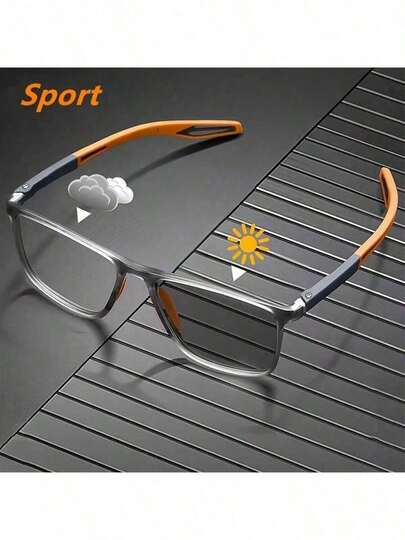 变色运动眼镜女士男士方形眼镜时尚商务户外 TR 舒适超轻防滑眼镜节日墨镜