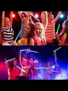 16 bețe luminoase din fibră optică, bețe LED, accesorii luminoase pentru petreceri, baghete cu fibră optică, bețe LED intermitente, potrivite pentru petreceri, nunți, Halloween, sărbători de Anul Nou, culori aleatorii (inclusiv, dar fără a se limita la, culorile afișate) - Multicolor - Vizualizare 5