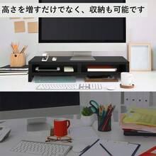 モニター台 パソコン台 組立簡単 滑り止め 2段収納 「人間工学デザイン！姿勢改善」幅50cm モニタースタンド 50ⅹ25ⅹ14 耐荷重40kg パソコンラック キーボード収納 PCラック プリンタ台 卓上 収納 工具不要 耐荷重設計 - ブラック - チェックする 6