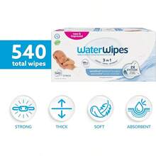 Toallitas húmedas WaterWipes Sensitive para bebés, 4 paquetes de 60 unidades (240 unidades) - 60 Unidad (Paquete de 9) - Ver 10