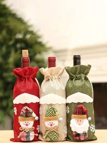 4pcs Elegant Christmas Wine Bottle Bags - With Santa, Plaid, Floral, - For Holiday Party Decorations, Table Centerpieces, Champagne Bottles - Compatible With Christmas, New Year, Halloween, Thanksgiving - No Electricity Needed - Perfect Gift Wrapping For Bottles, Christmas Party Supplies, Seasonal Home Decor, Festive Designs, Durable Fabric, Decorative Covers, Home Entertainers