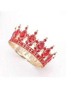 1pc Luxury Diamond Crystal Princess Bridal Crown,Shining Round Headpiece For Women,For Birthday Wedding Party Exquisite Elegant Women Decoration Crown Headpiece