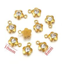 10 chiếc 304 thép không gỉ mạ vàng 18K hình lục giác trái tim năm cánh hoa tam giác đính đá Rhinestone tự làm mặt dây chuyền trang sức phụ kiện vòng cổ mặt dây chuyền trang sức bằng thép không gỉ dành cho nữ thành phần trang sức tự làm mặt dây chuyền đính đá Rhinestone - Nhiều màu - Xem 10