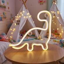1 pezzo Lampada da parete al neon a forma di dinosauro a LED, decorazione per la camera dei bambini, luce d'atmosfera, alimentata a batteria e USB, per casa, festa, luci da fata romantiche, decorazione camera da letto