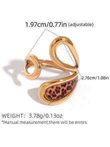 1pc Stainless Steel Geometric Leopard Print Open Ring, Minimalist & Fashionable Design, Suitable For Daily Wear, Gift For Girlfriend/Friend (Adjustable Size, Please Avoid Forceful Bending To Prevent Deformation) - Multicolor - View 4