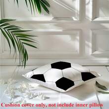 1pc Football Theme Throw Pillow Cover, 17.7x17.7 Inches - Soft Peach Velvet Polyester, Zippered, Machine Washable, Suitable For Home And Office Decor, No Pillow Insert