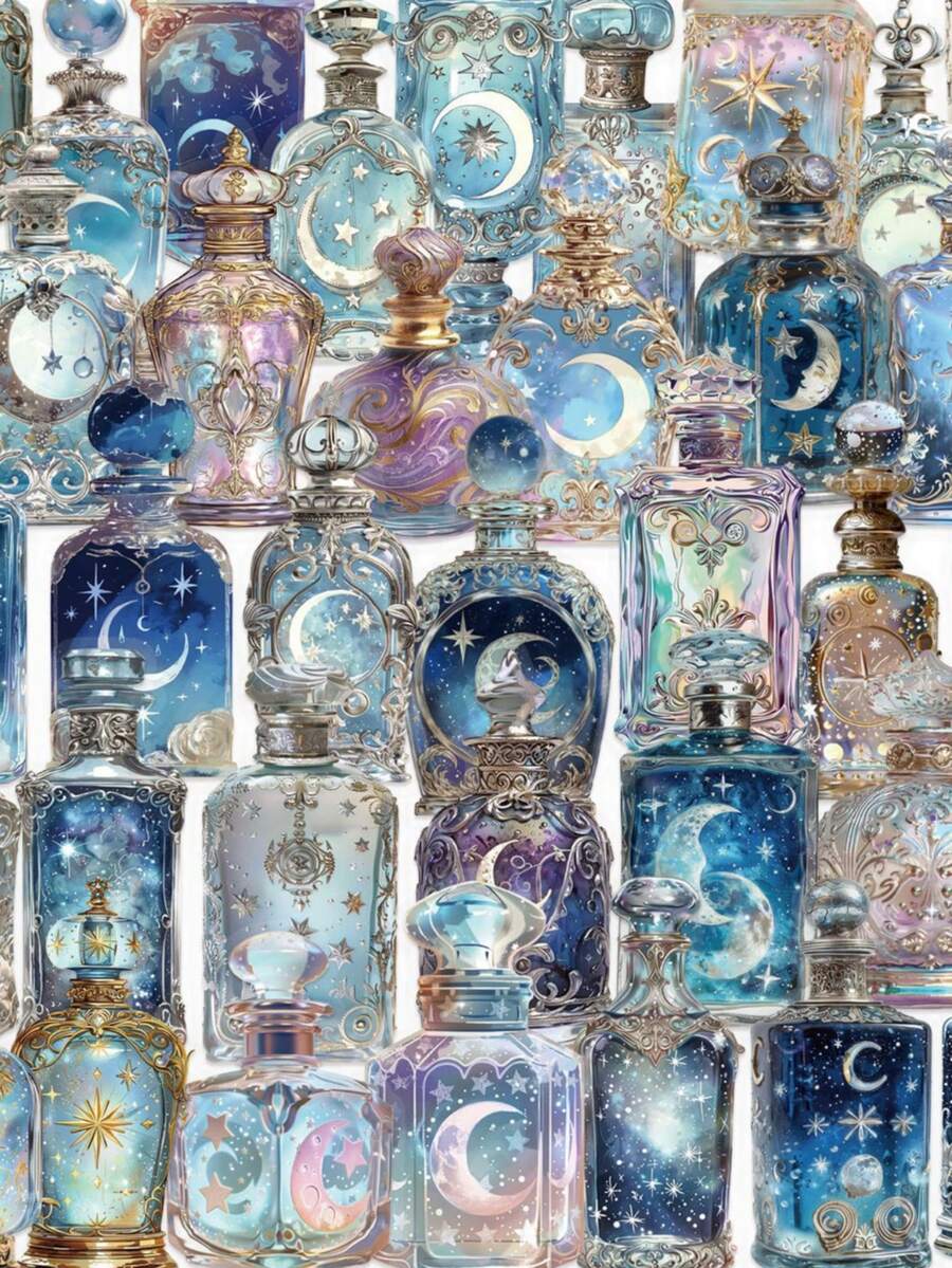 50PCS Transparent Stickers Fantasy Decor Bottle Stickers Aesthetic Stickers Moon Stickers Fantasy Stickers Fun Stickers Vinyl Waterproof Stickers Aesthetic Laptop Sticker Pack Skateboard Stickers Water Bottle Stickers Notebook Stickers - Multicolor - View 1