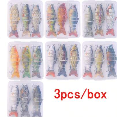 3pcs/Box Kit Sinking Wobblers 6 Segments Fishing Lures Multi Jointed Minnow Swimbait Bait Fishing Tackle For Sea Bass Crankbait