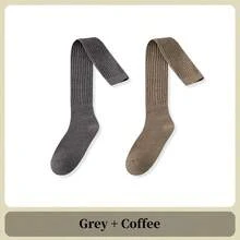 1/2/3/4双装女士冬季保暖过膝袜，荷叶边多层设计，女士过膝袜，及膝袜，保暖加厚过膝袜，宽松版型，秋冬保暖休闲袜，舒适袜 - 彩色 - 查看 11