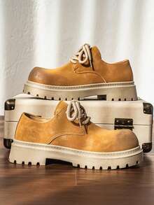 Men's Derby Shoes,Zapatos De Vestir, Formal Shoes, Fashionable Casual Retro Workwear Shoes, Office Shoes Suitable For Campus, Holidays, And Daily Versatile In All Seasons - 棕色 - 查看 10