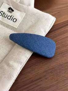 2个/3个装女士时尚优雅纯色牛仔布格子水滴BB夹，刘海侧夹，适合日常外出发型装饰配饰，波西米亚优雅风，头部配饰，发夹 - 彩色 - 查看 6