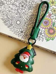 سلسلة مفاتيح عيد الميلاد - بابا نويل أو رنة بسير أخضر، حلقة مفاتيح من مادة البولي يوريثان احتفالية، زينة قابلة للفصل للحقيبة والسيارة للجنسين - هدية عيد الميلاد، هدية عيد الحب - مناسبة للحقيبة الظهر والمحفظة والمركبة والزينة الموسمية، إكسسوارات متينة، زينة عيد، خيار هدية مثالي.