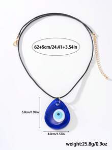 1 peça de pingente de vidro azul com olho de diabo e colar de cordão de cera preta, adequado para mulheres/casais, uso diário, presente de Natal