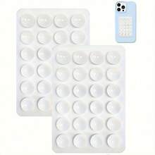 4个/套 硅胶吸盘手机支架，防水粘性底座，适用于大多数手机，通用指握式设计，方便自拍和视频拍摄，黑色/白色/紫色/橙色；2个/套 黑粉色/白色 - 彩色 - 查看 9