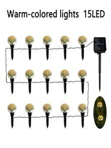 1 pezzo Luce da giardino solare da esterno, lampada decorativa per percorsi da giardino in stagione natalizia, 15/30 LED, luce bianca calda e bianca fredda, adatta per illuminazione di parcheggi commerciali, vialetti e prati
